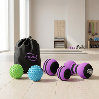 Fitballz™ Ultimate Massage Ball Kit - Deep Tissue & Trigger-Point Relief (6-Piece Set)